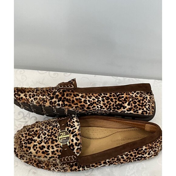 Ralph Lauren  Carley II‎ Leopard Print Loafers Natural Hair Calf Women's 9B - Picture 7 of 10